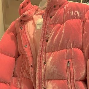 Moncler velvet pink goose jacket